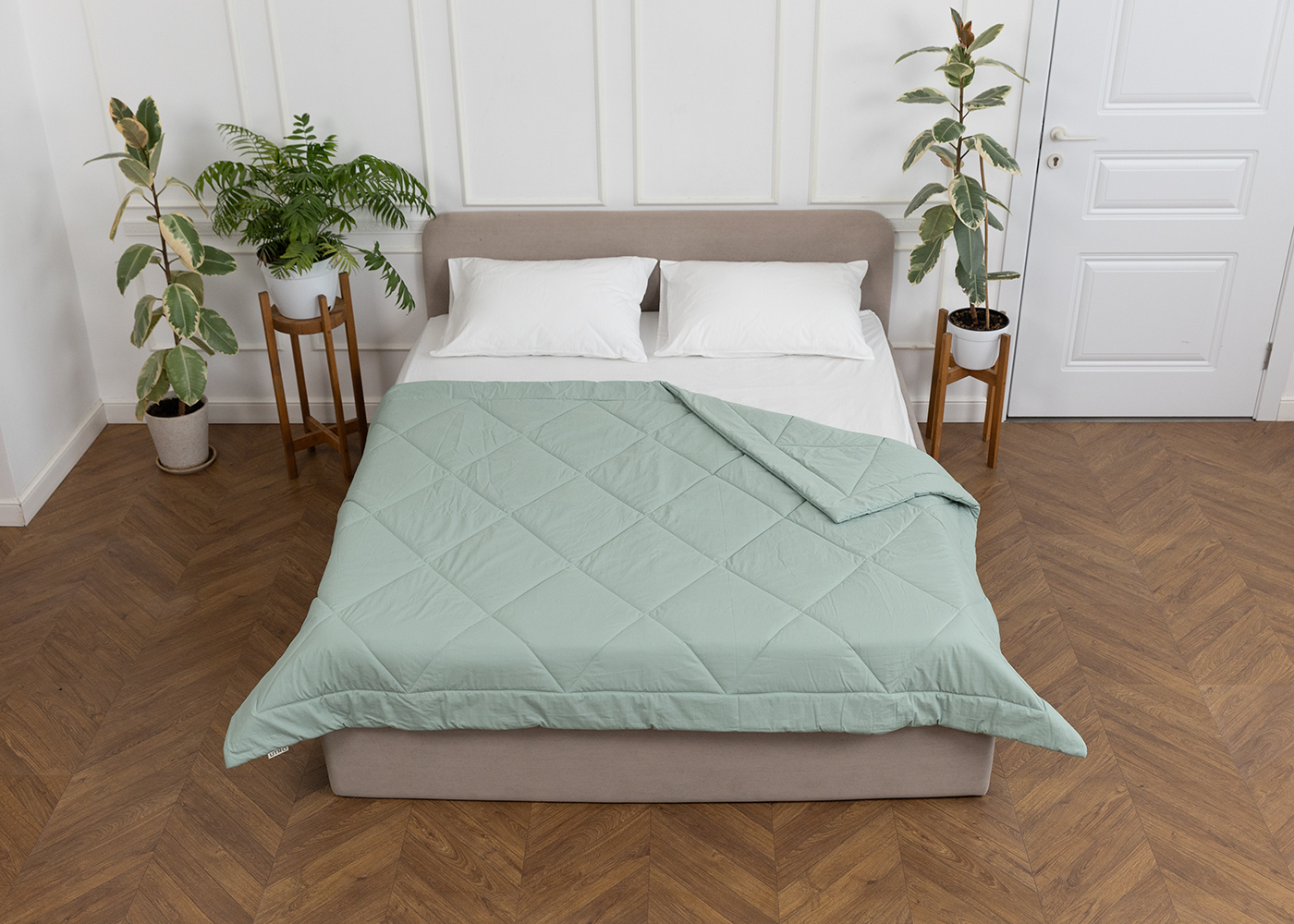 Одеяло из перкали, аквамарин. Фото 1.