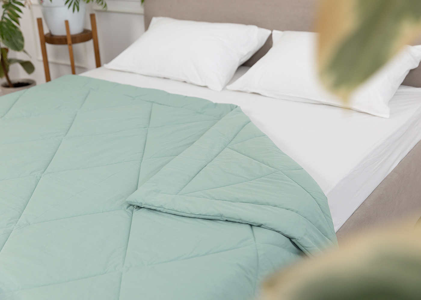 Одеяло из перкали, аквамарин. Фото 2.