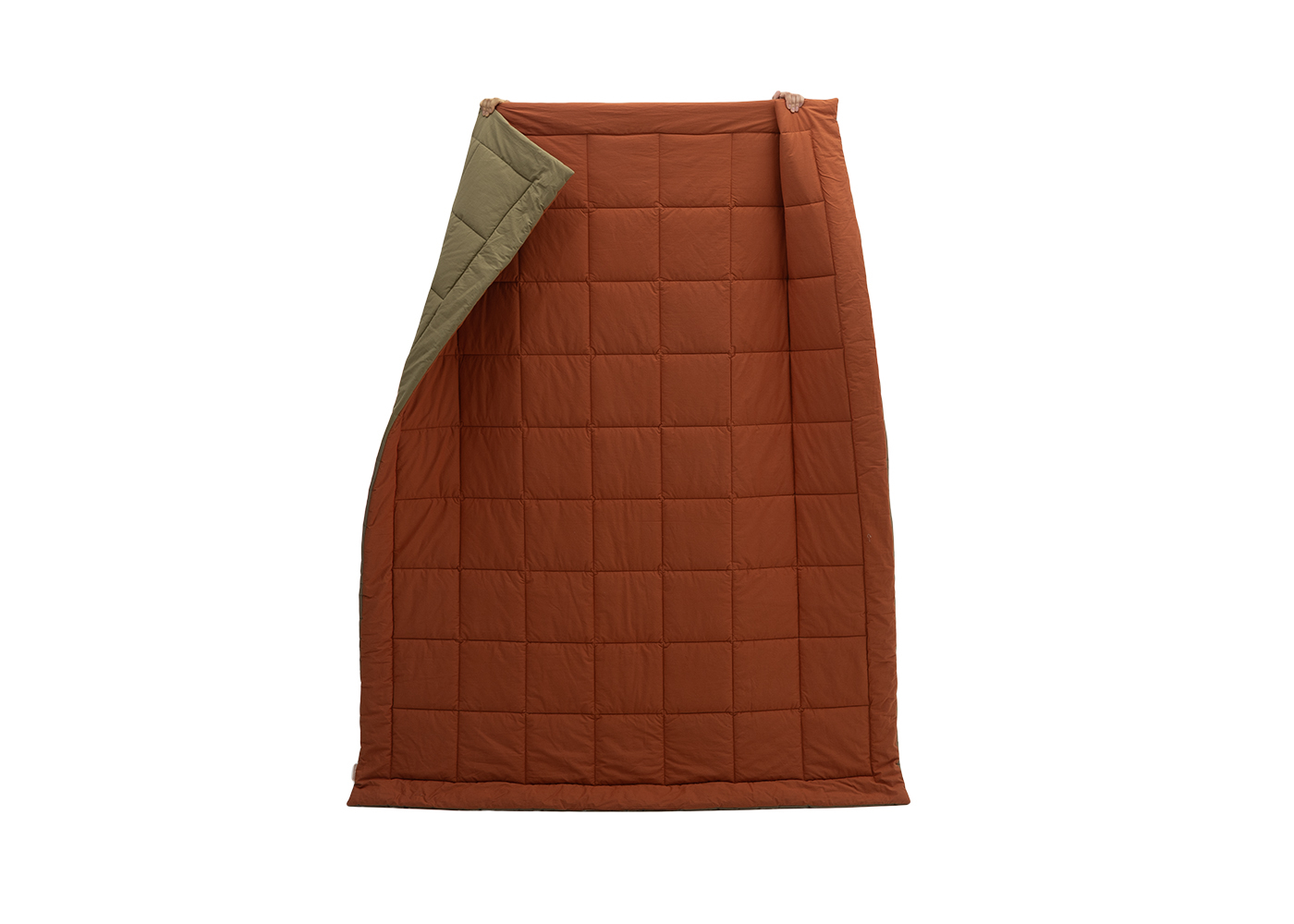 Одеяло из перкали, терракотовый + хаки. Фото 5.