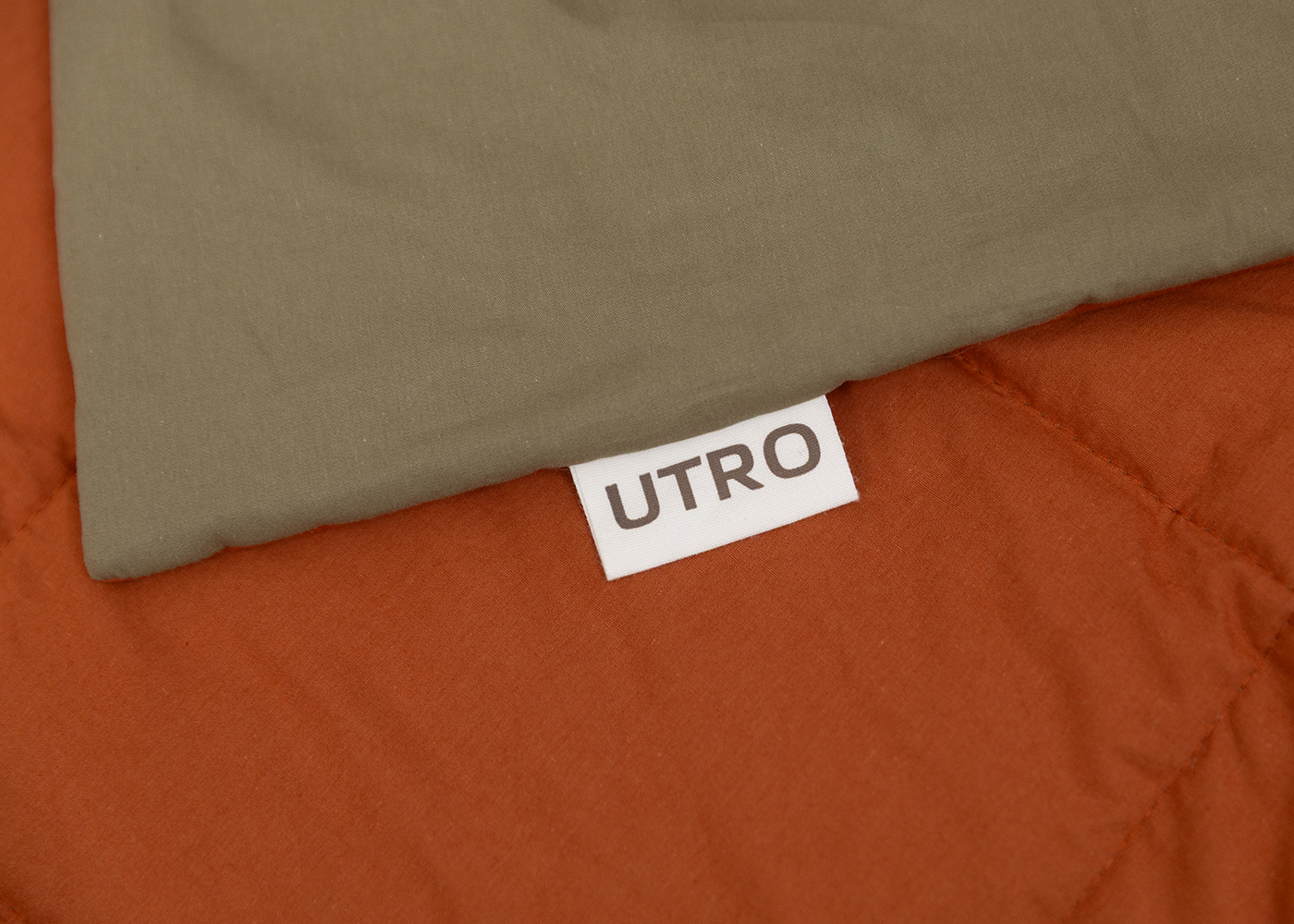 Одеяло из перкали, терракотовый + хаки. Фото 3.