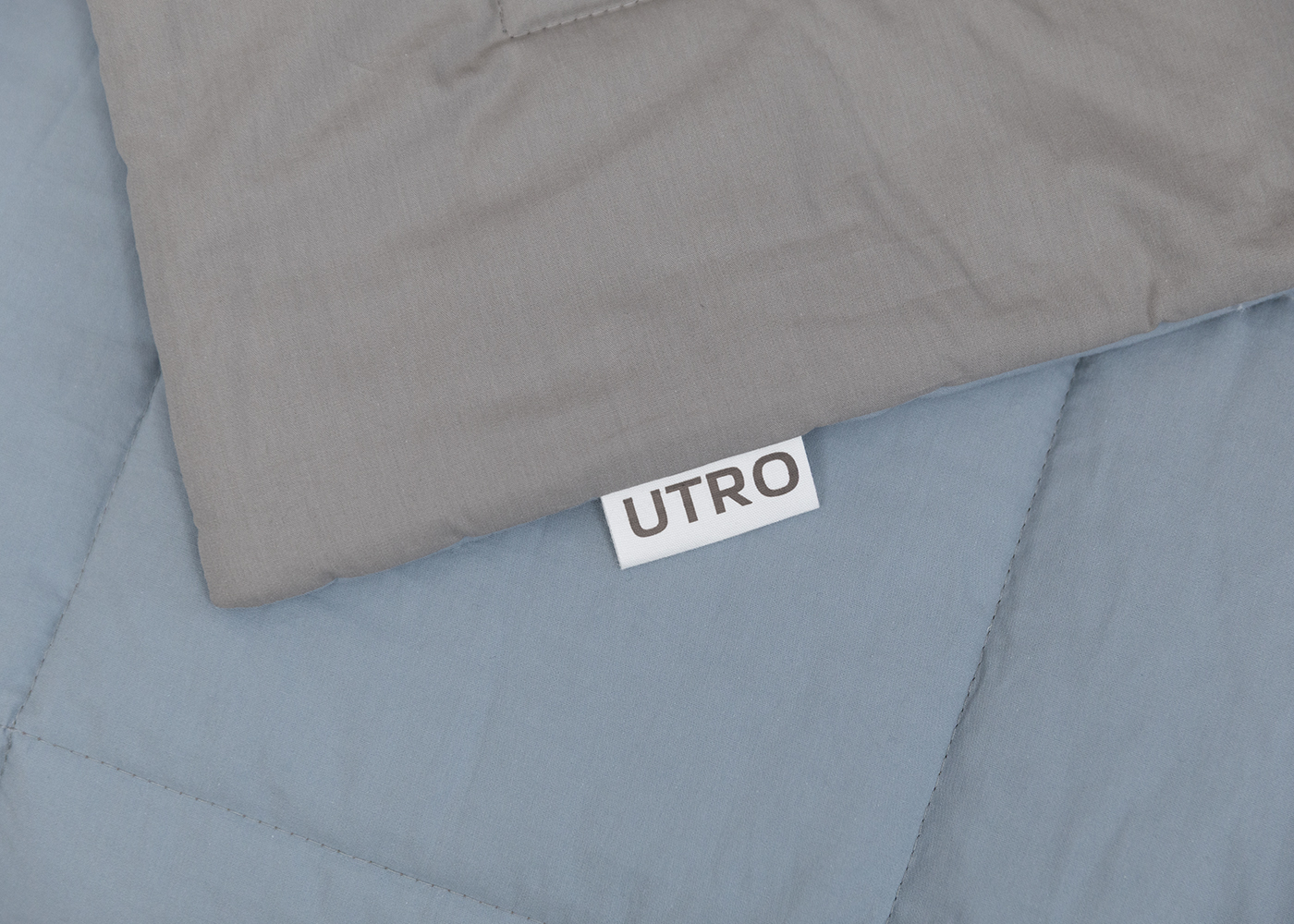 Одеяло из перкали, серый + пыльно-голубой. Фото 3.