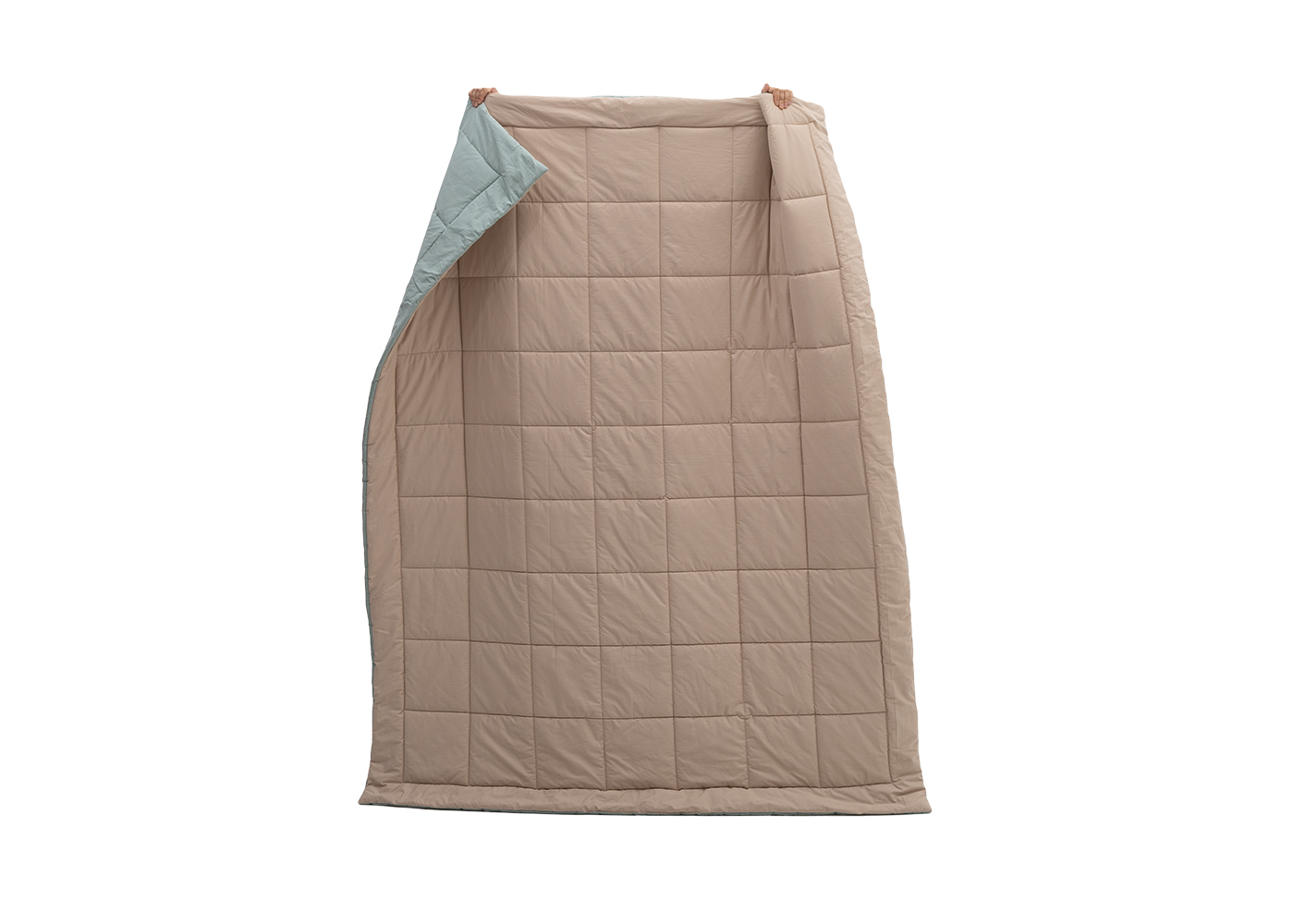 Одеяло из перкали, аквамарин + бежевый. Фото 5.