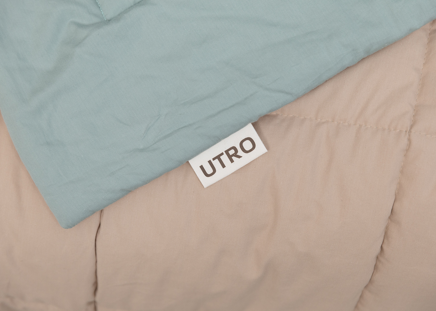 Одеяло из перкали, аквамарин + бежевый. Фото 3.