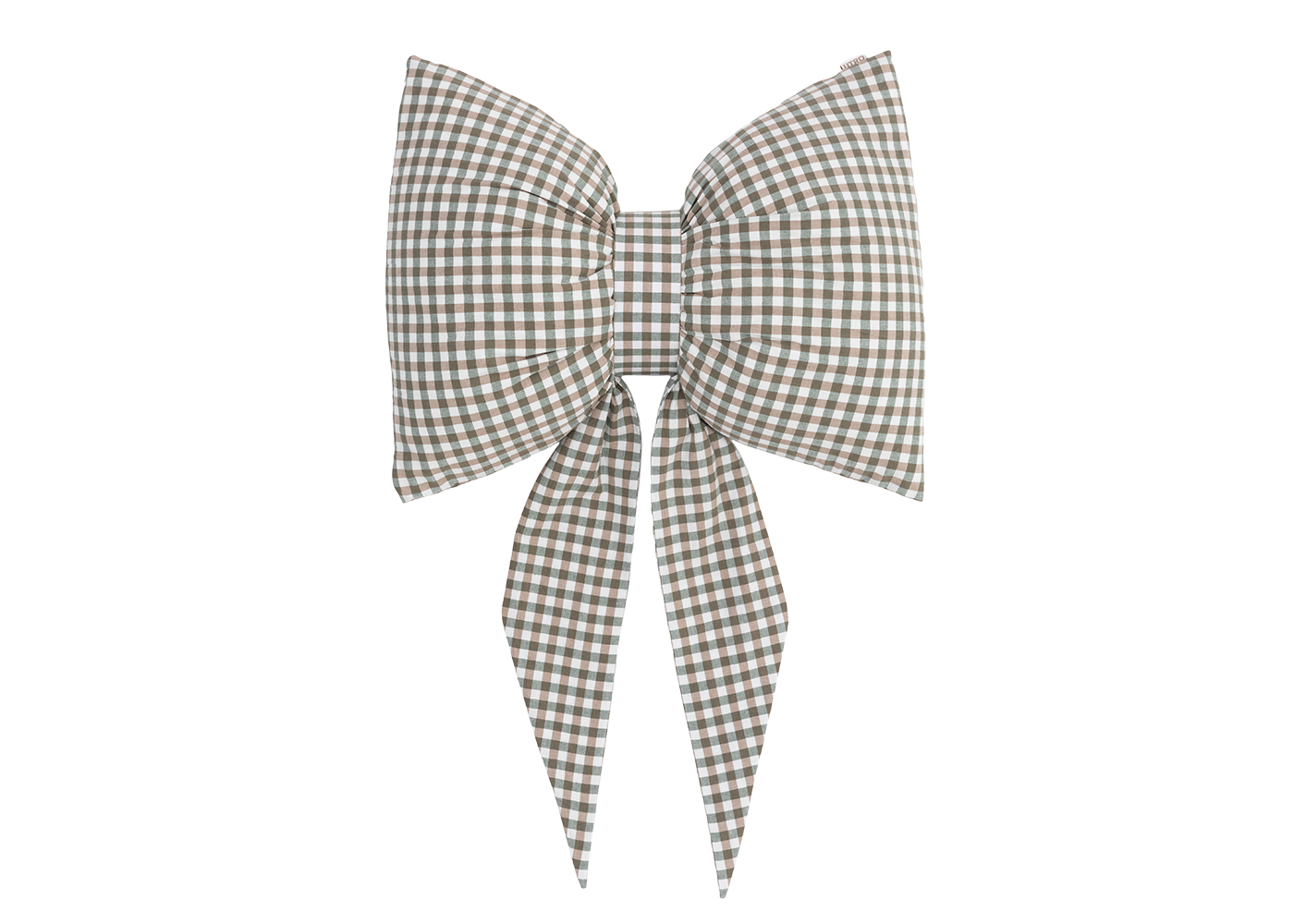 Декоративная подушка "Бант" зеленый клетчатый. Фото 6.