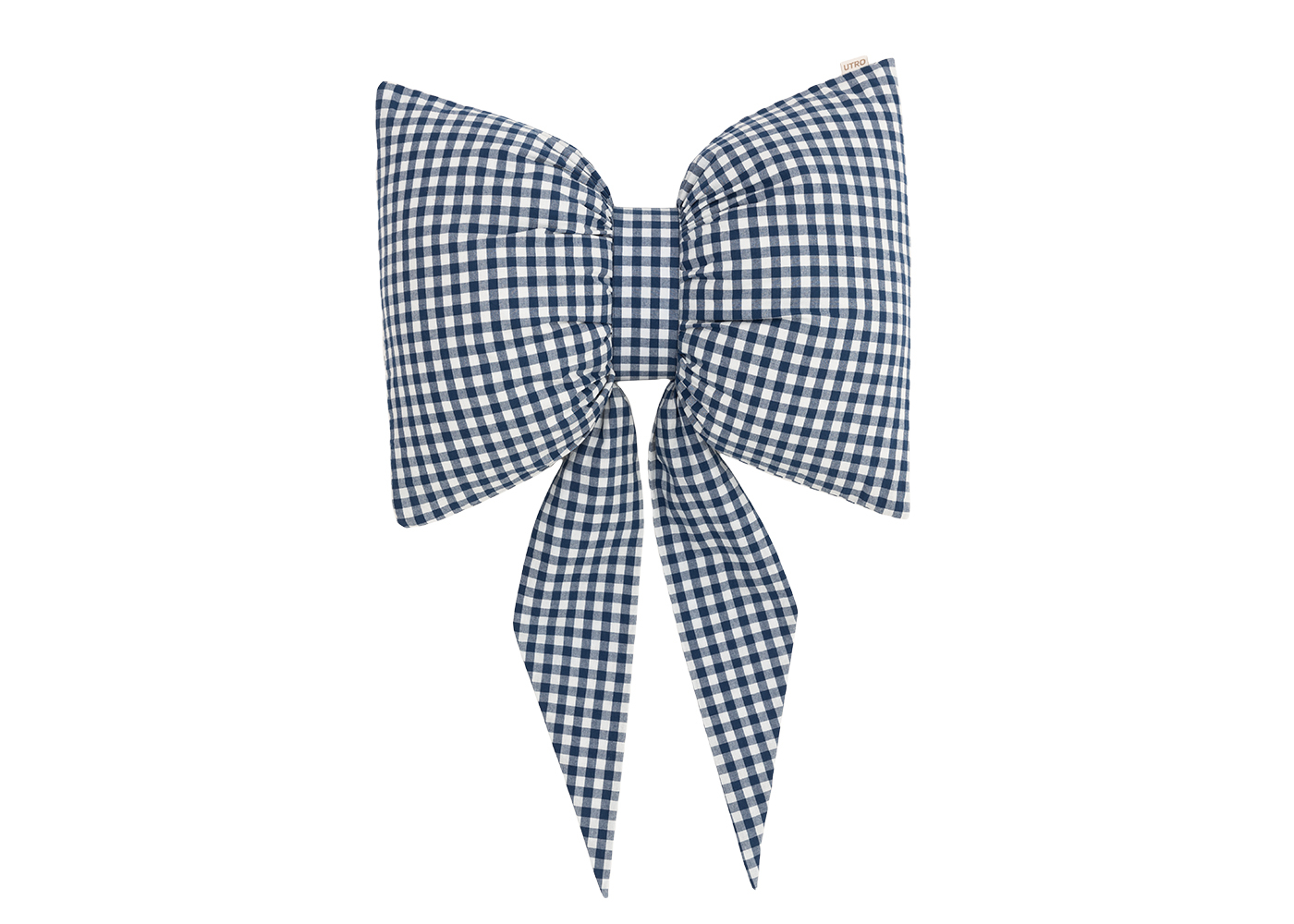 Декоративная подушка "Бант" синий клетчатый. Фото 6.