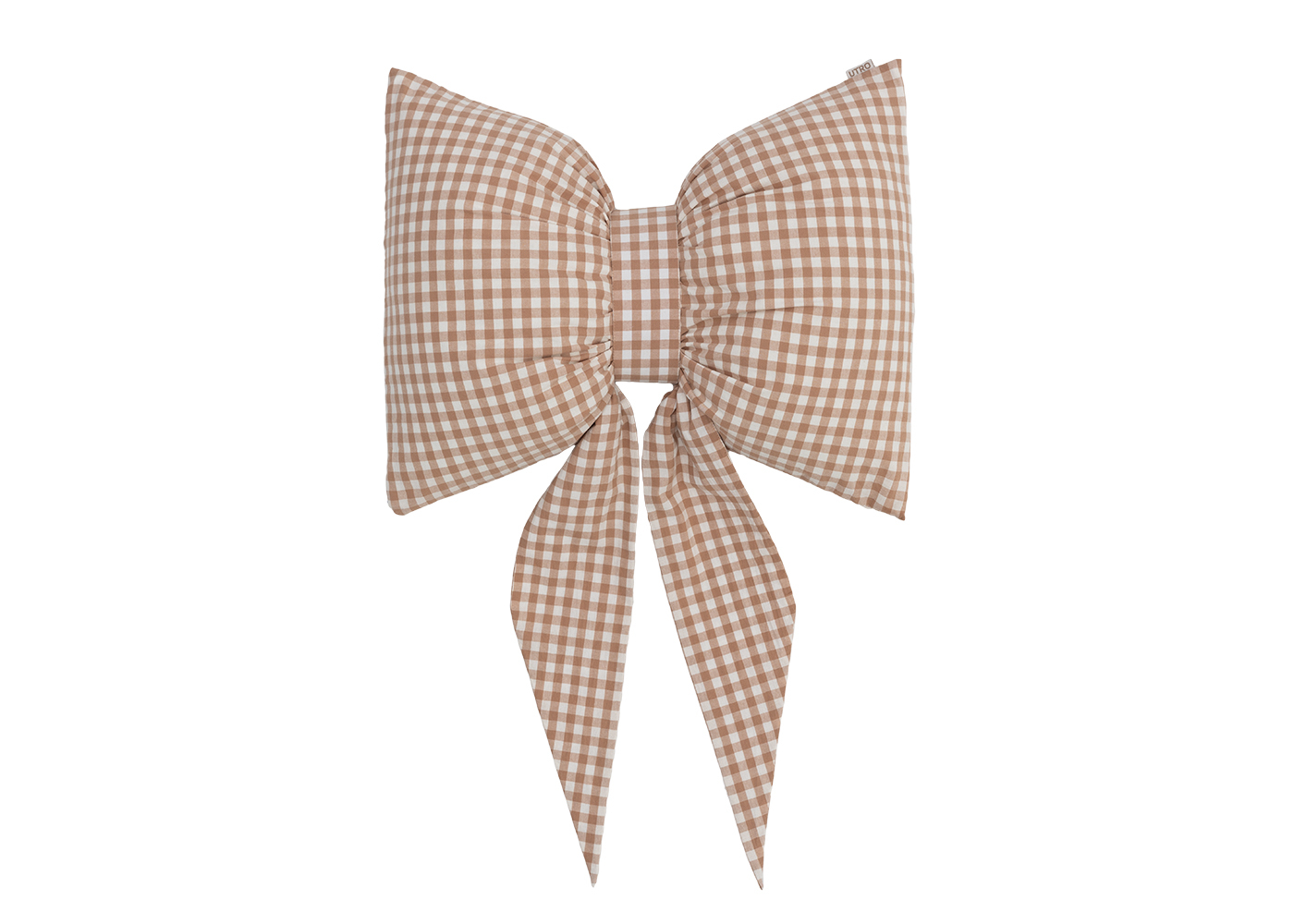 Декоративная подушка "Бант" бежевый клетчатый. Фото 5.