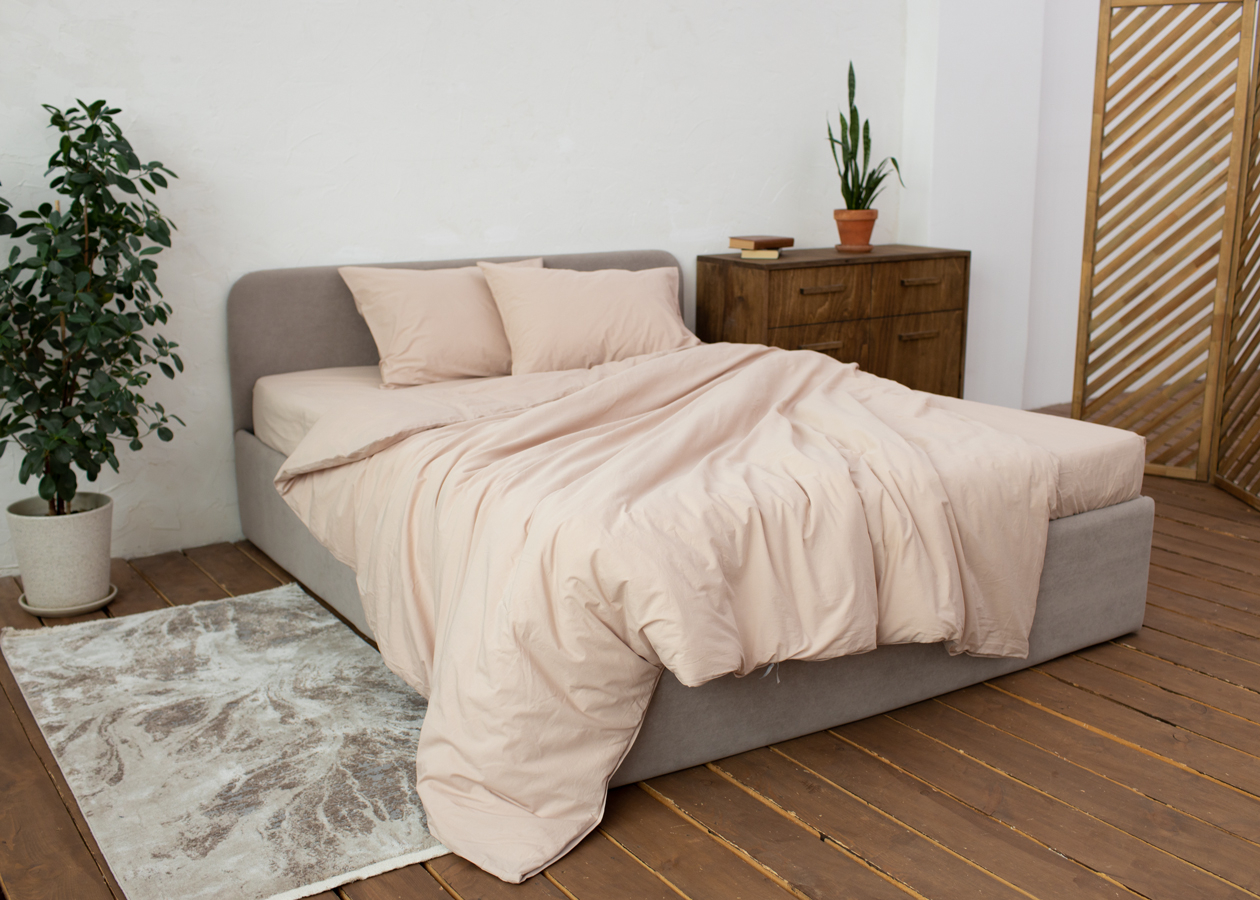 Комплект постельного белья UTRO из перкали, Бежевый, Евромакси, без резинки, 50 х 70 см. Фото 0.