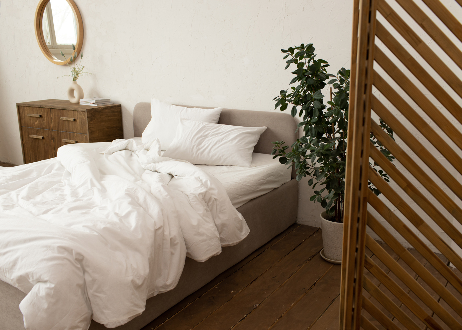 Комплект постельного белья UTRO из перкали, Белый, Двуспальный, без резинки, 70 х 70 см. Фото 0.