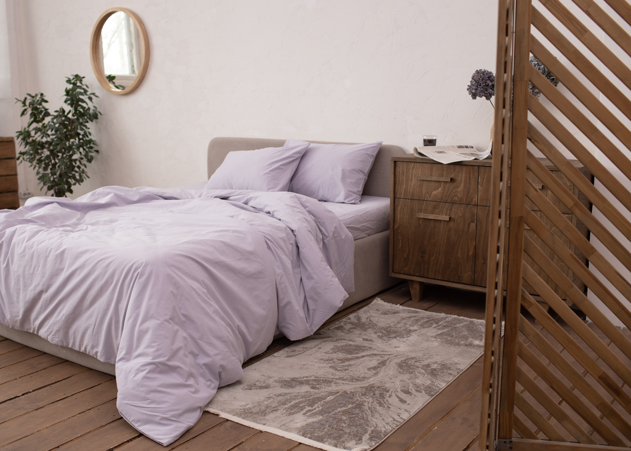 Комплект постельного белья UTRO из перкали, Лавандовый, Полутораспальный, на резинке, 50 х 70 см. Фото 0.