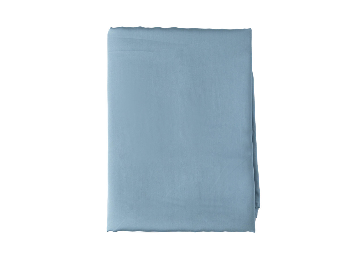 Простыня без резинки пыльно-голубая из тенселя. Фото 0.